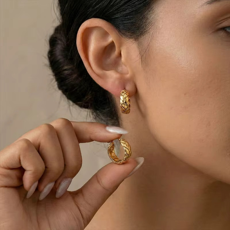 Ohrringe Futz, geflochten, Bicolor, Silber/Gold plattiert, Damen - Bild 2