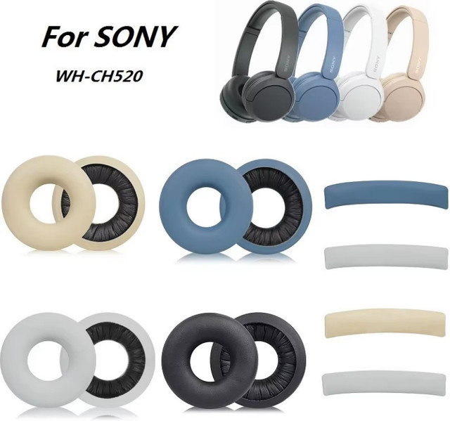 Sony Ersatz-Ohrpolster und Kopfbügel-Polster für WH-CH520 Kopfhörer in Grau - Bild 1