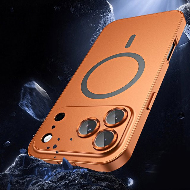 ELVEV Magnethülle für iPhone 17 Pro Max in Orange mit Anti-Fingerabdruck-Legierung, Schnappverschluss und Linsenringschutz - Bild 1