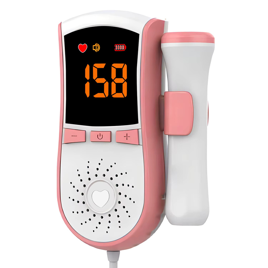 Fireurus Digitaler Fetal-Doppler Herzschlag Monitor mit LCD-Display und Sonde in Rosa - Bild 3