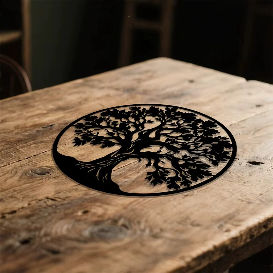 CIFBUY Metallbaum des Lebens Wandkunst, 2D Metallskulptur in Schwarz zur Wandmontage für Wohnzimmer, Schlafzimmer, Büro und Garten - Bild 2