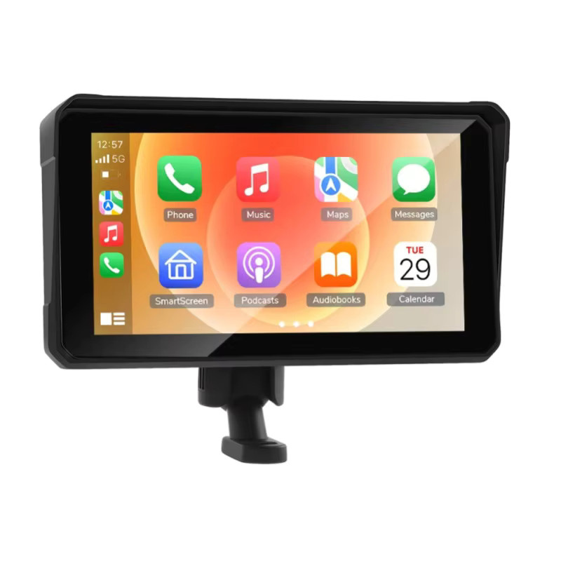 Podofo 6-Zoll Carplay Tragbarer Smart Player Motorrad-Monitor mit DVR-Navigation, Bluetooth und Android Auto, IP67 Wasserdicht, Schwarz - Bild 6