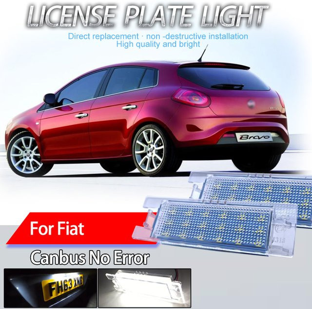 2er-Set Canbus LED Kennzeichenleuchten in Weiß für Fiat Bravo, Grande Punto, 500L, Doblo, Croma und Marea - Bild 1