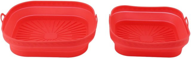 CosyHome 2er-Set wiederverwendbare Silikon-Fritteuseneinlagen quadratisch in Rot zum Backen von Kuchen und Brot - Bild 1