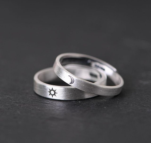 YIRAN Jewelry Ringe Sonne und Mond, 925 Silber, Unisex - Bild 1