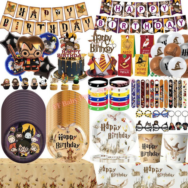 Warner Bros. Academy Magics Geburtstagsparty-Dekoration Set in Multicolor mit Ballons, Tellern, Bechern und Servietten im Harry Potter Motiv - Bild 1