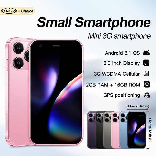 SERVO 15SE Mini-Smartphone mit Android-System, 3,0 Zoll Display, 2GB RAM, 16GB ROM, 3G-Netzwerk, WLAN und Gesichtserkennung in Schwarz - Bild 1
