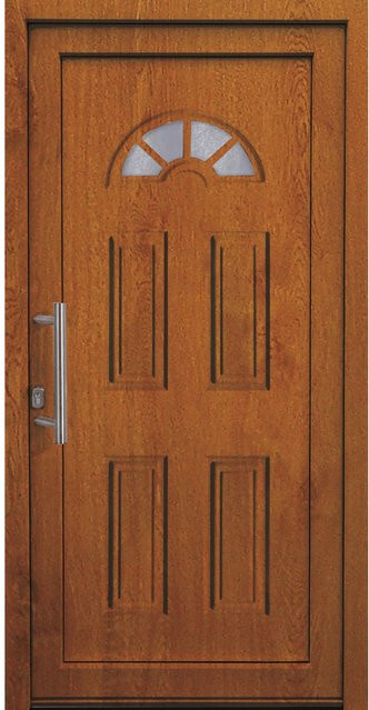 Kunststoff-Haustür PANTO K001 in Golden Oak mit Glaseinsatz, Farbe Braun/Gold, B: 110 cm, H: 210 cm, Anschlag Links - Bild 1