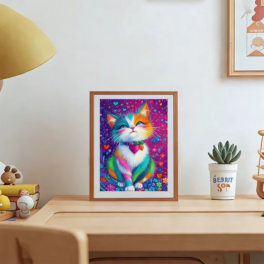 AZQSD Diamant-Mosaik DIY Set Katzen-Tier-Malerei mit bunten Strasssteinen, B/H: 20 x 30 cm - Bild 3