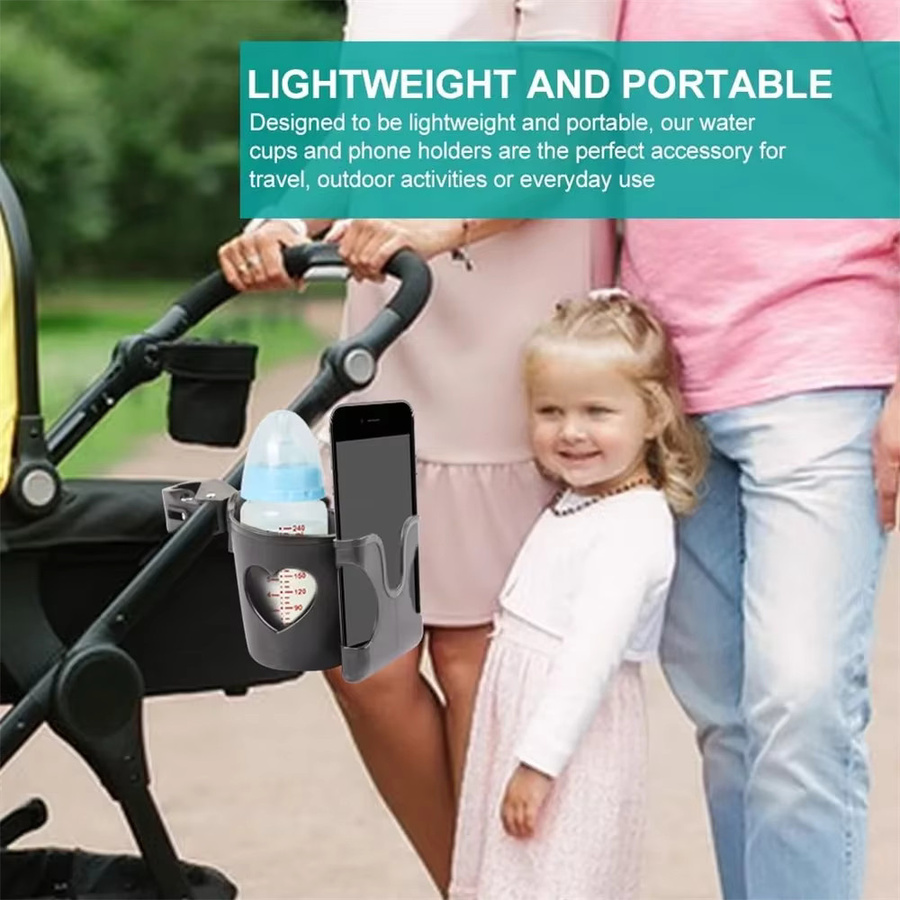 2-in-1 Kinderwagen Zubehör Set mit Tassenhalter und Telefonhalter in Schwarz oder Weiß - Bild 2