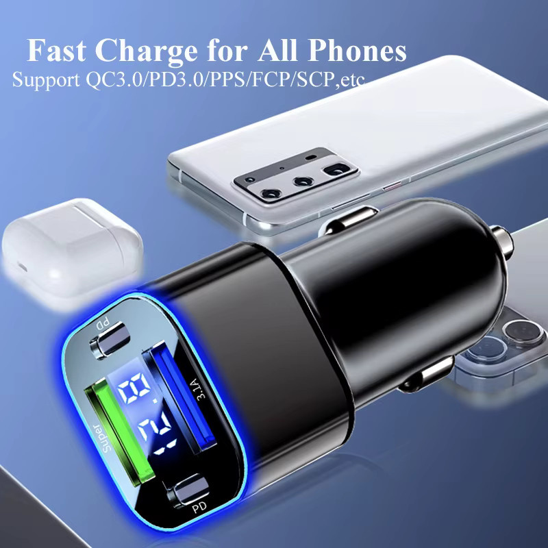 EDEBA 4 in 1 USB C Auto Ladegerät mit Dual PD Super Schnellladeadapter in Schwarz - Bild 3