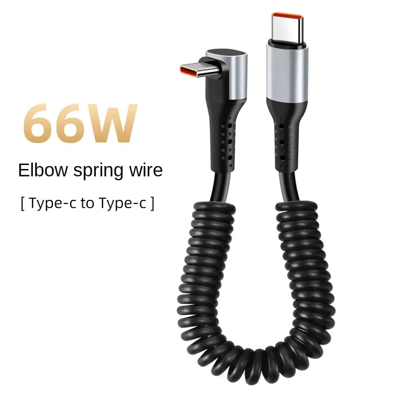 OIITH USB Typ C Schnellladekabel 66 W mit 90 Grad Feder-Design in Schwarz für Samsung und Xiaomi - Bild 7