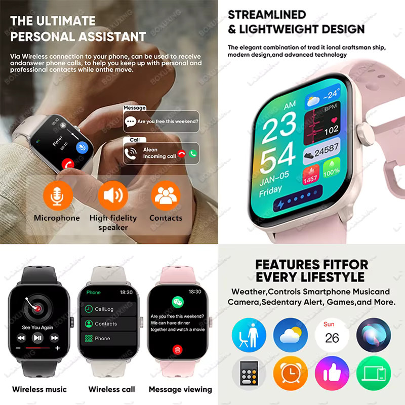BOXUXING GPS-Tracking Smartwatch mit 2,01 Zoll Ultra HD AMOLED-Bildschirm, Bluetooth-Anruffunktion, Herzfrequenzmesser und Laufverfolgung, Grau, Unisex - Bild 2
