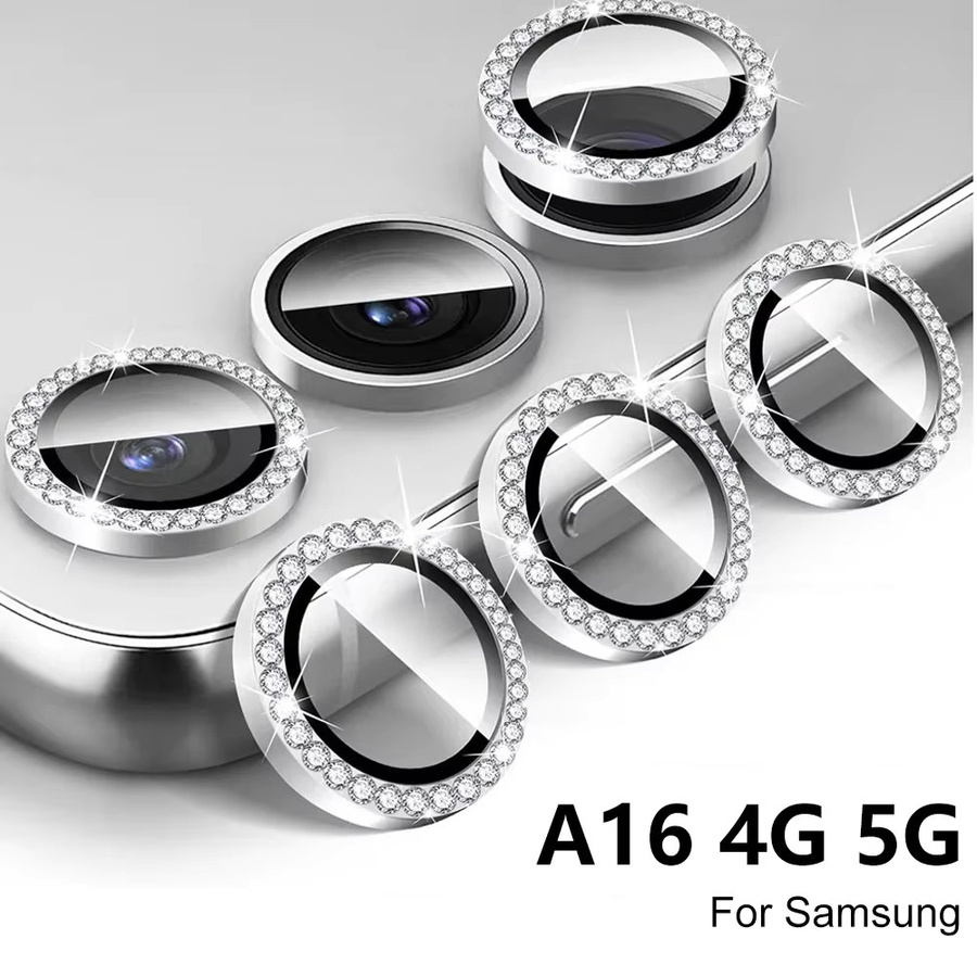3-5 Stück Kamera Objektiv Schutz aus gehärtetem Glas mit Metallring für Samsung Galaxy A55 A15 A16 S24 S25 in Pink und Silber - Bild 2