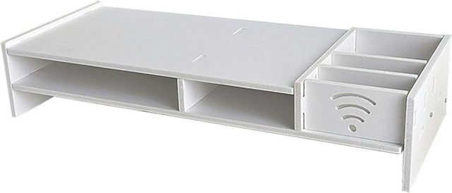 OutsideWorld Monitorständer für Schreibtisch und Laptop als Desktop-Erhöhungsregal mit Aufbewahrungsfach in Weiß - Bild 1