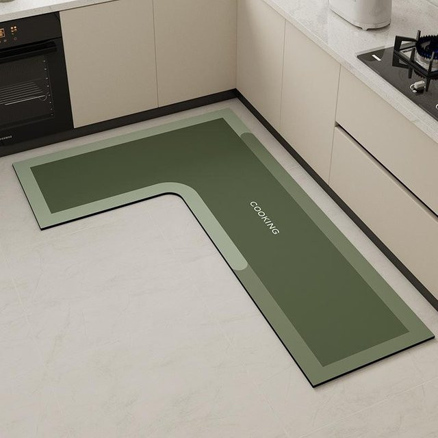 Rutschfeste L-förmige Küchenmatte von Yiran Furniture, saugfähige Bodenmatte aus Polyester für Küche und Badezimmer, B/T/H: 80 x 150 x 45 cm - Bild 1