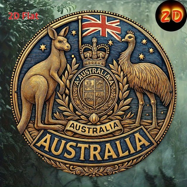 Runde Eisenwandkunst im Vintage-Stil von Potdemiel mit australischer Flagge und Känguru-Design, Multicolor, B/H: 20 x 20 cm - Bild 1