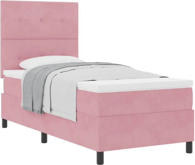 vidaXL Boxspringbett mit Matratze und Kopfteil in Rosa, B/T/H: 80 x 200 x 140 cm - Bild 1