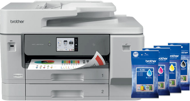 Brother MFC-J6975DW Inkjet Multifunktionsgerät mit Wi-Fi in Weiß und Grau inklusive einem Satz Reservepatronen zum Drucken, Scannen, Kopieren und Faxen - Bild 1