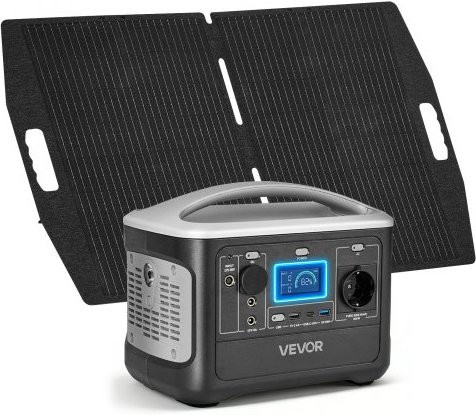 VEVOR Tragbare Powerstation mit 100W Solarpanel und 600W Solargenerator, 493Wh LiFePO4 Akku-Backup mit 7 Ausgängen für Camping und Wohnmobilreisen - Bild 1