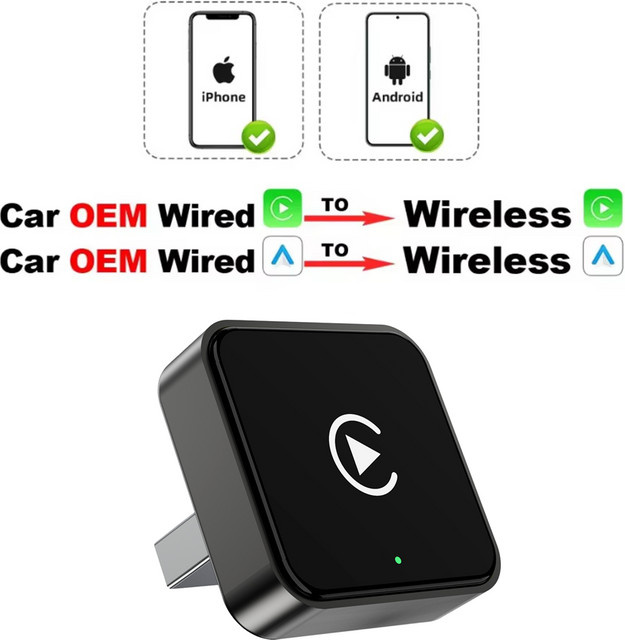 HANG JING Mini 2-in-1 Smart Wireless CarPlay und Android Auto Adapter in Schwarz mit Wi-Fi Unterstützung - Bild 1