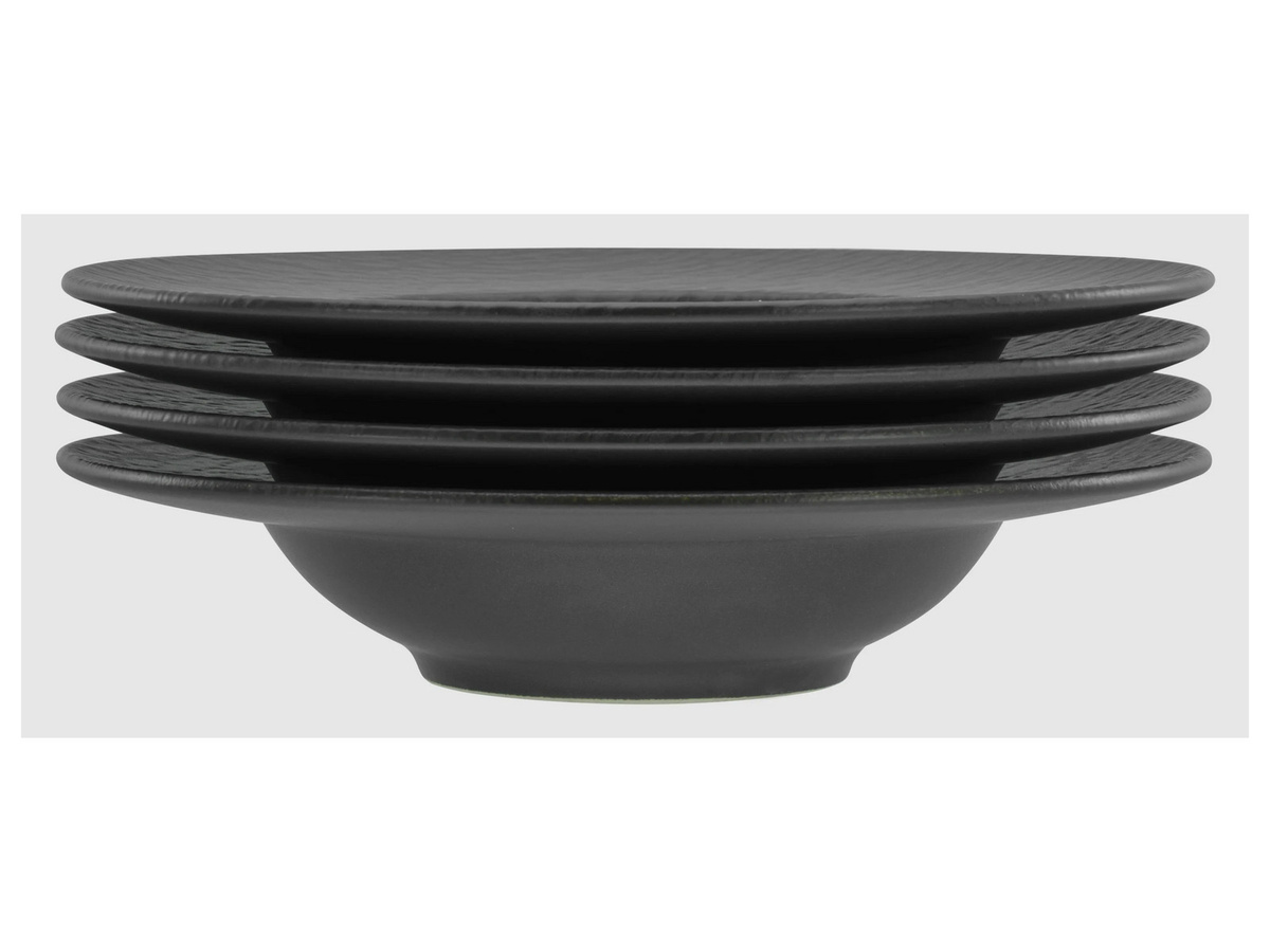 CreaTable Pasta Gourmetteller Set Schiefer Black, 4-teiliges Stoneware Geschirrset, Schwarz, Durchmesser: 27 cm, Höhe: 5,5 cm - Bild 2
