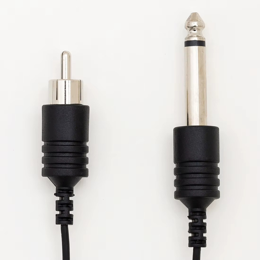 ez iwork Tattoo Clip Kabel RCA in Schwarz, 1,83 m weiches Silikonkabel für Tattoo Maschine und Netzteil mit RCA und 1/4 Zoll Mono Stecker - Bild 2
