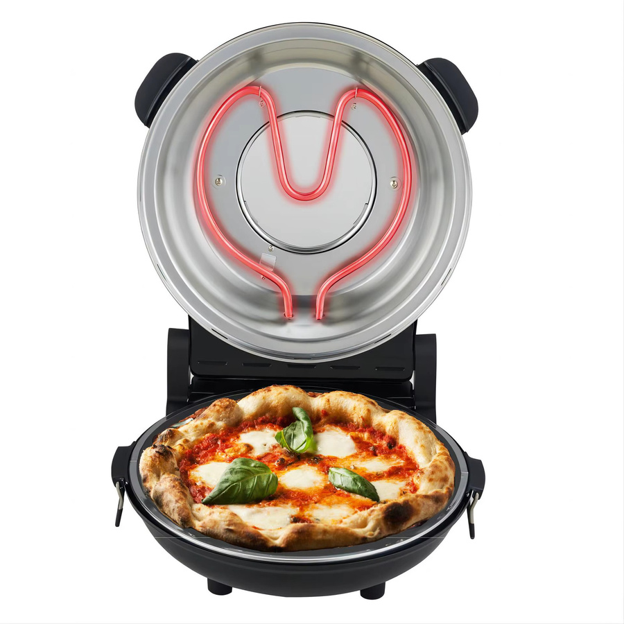 Adler Elektrischer Pizzaofen mit Stein und Timer, 1200 W, 400 °C, Schwarz - Bild 5