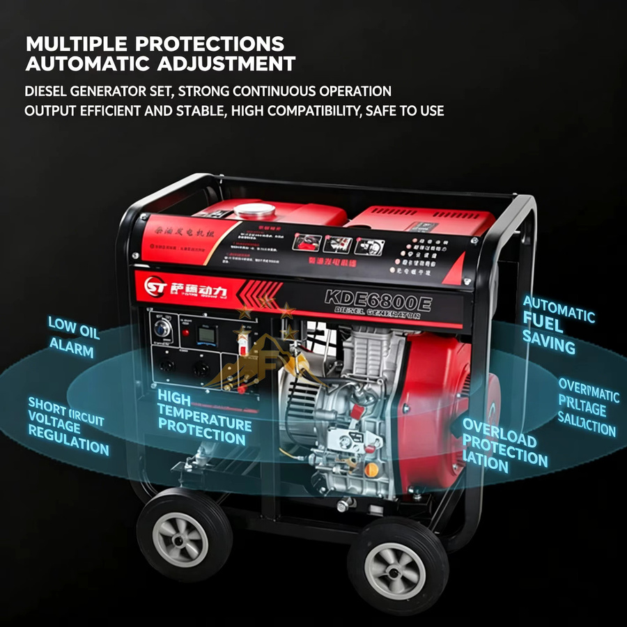 KUOXUAN Smart Dieselgenerator für den Heimgebrauch, 10KW, 220V/380V Dreiphasig, Rot - Bild 2