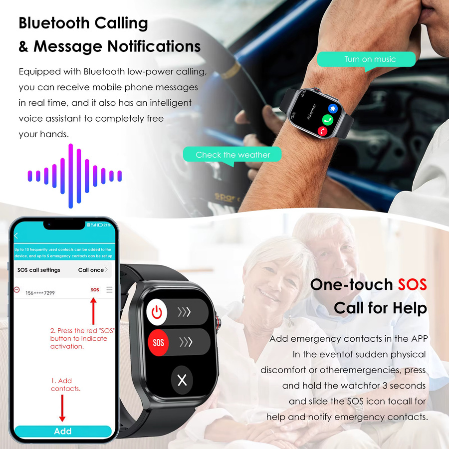 Marsyu Smartwatch, Schwarz, Silikon - Bild 5