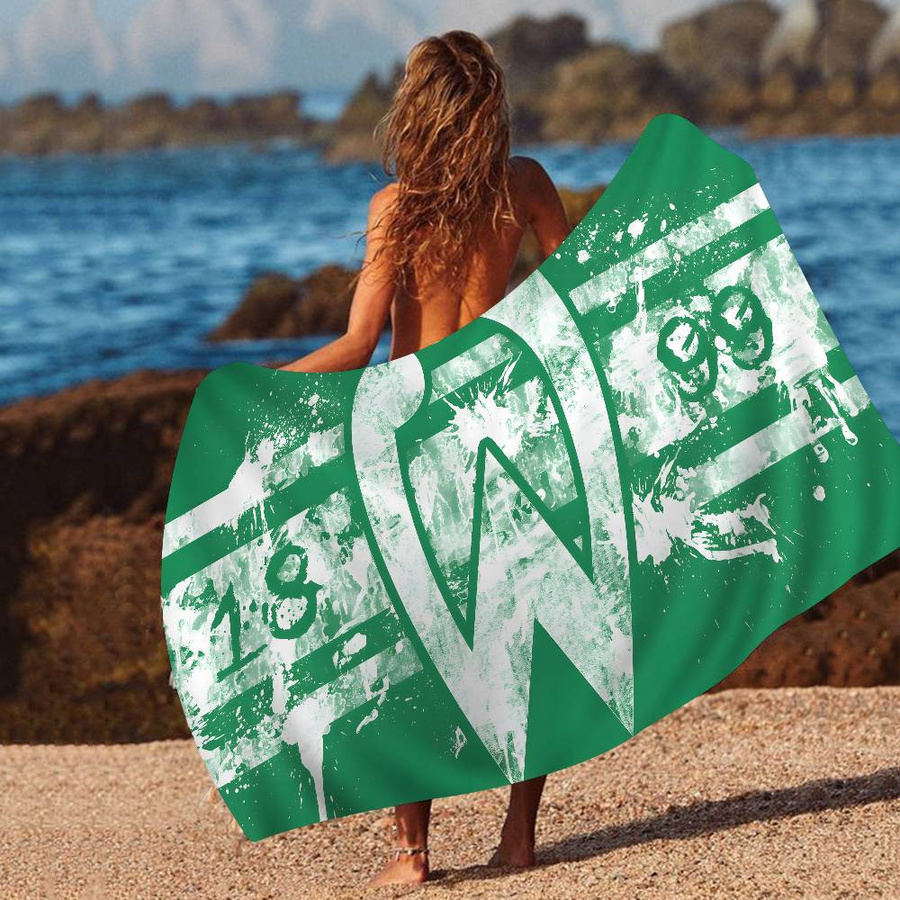 Strandtuch mit W Werder B Bremen Logo aus Mikrofaser und Baumwolle, schnelltrocknend und saugfähig, Breite: 30 cm, Tiefe: 30 cm - Bild 2