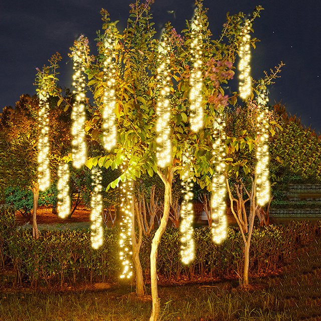 PAMNNY Meteorschauer-Lichterkette mit 360 LEDs als Icicle-Eiszapfenbeleuchtung für Außenbereich, wasserdichte Weihnachtsbeleuchtung mit EU-Stecker für Garten, Party und Hochzeit - Bild 1