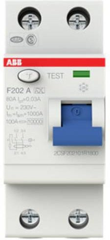 ABB F202 A-80/0,03 FI-Schutzschalter 2-polig 80A 0,03A 230V weiß - Bild 1