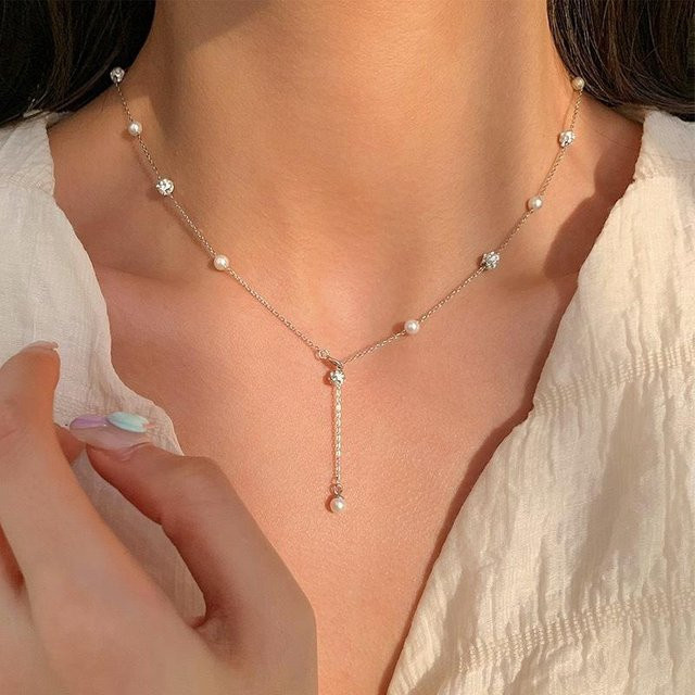 Lucky Star Jewelry Halskette, 925 Silber, Zirkonia, Perle, Damen - Bild 1