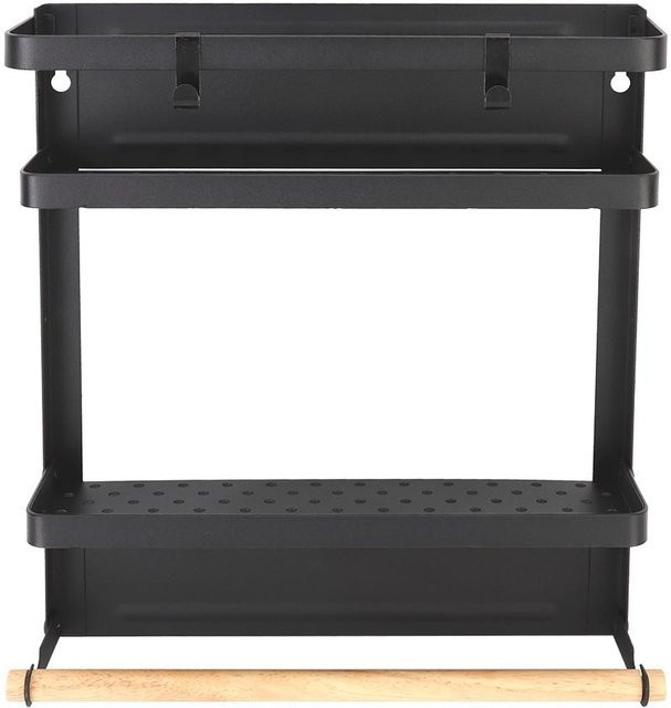 CosyHome Multifunktionales Faltbares Magnetisches Kühlschrankregal in Schwarz aus Metall zur Wandmontage - Bild 1