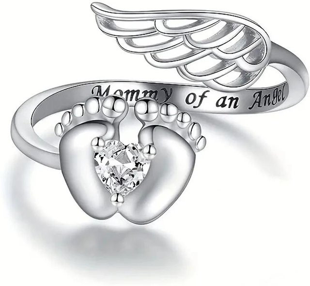 CAOSHI Ring, Engelsflügel und Babyfüße, Kupferfarben, Zirkonia, Damen - Bild 1