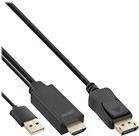 InLine HDMI zu DisplayPort Konverter Kabel 4K in Schwarz/Gold, Länge: 0,5 m - Bild 1