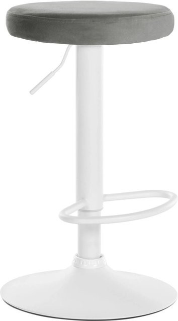 DELUKE Barhocker KAZON höhenverstellbarer Barstuhl aus Samt in Grau und Weiß B/T/H: 38,5 x 38,5 x 60 cm - Bild 1