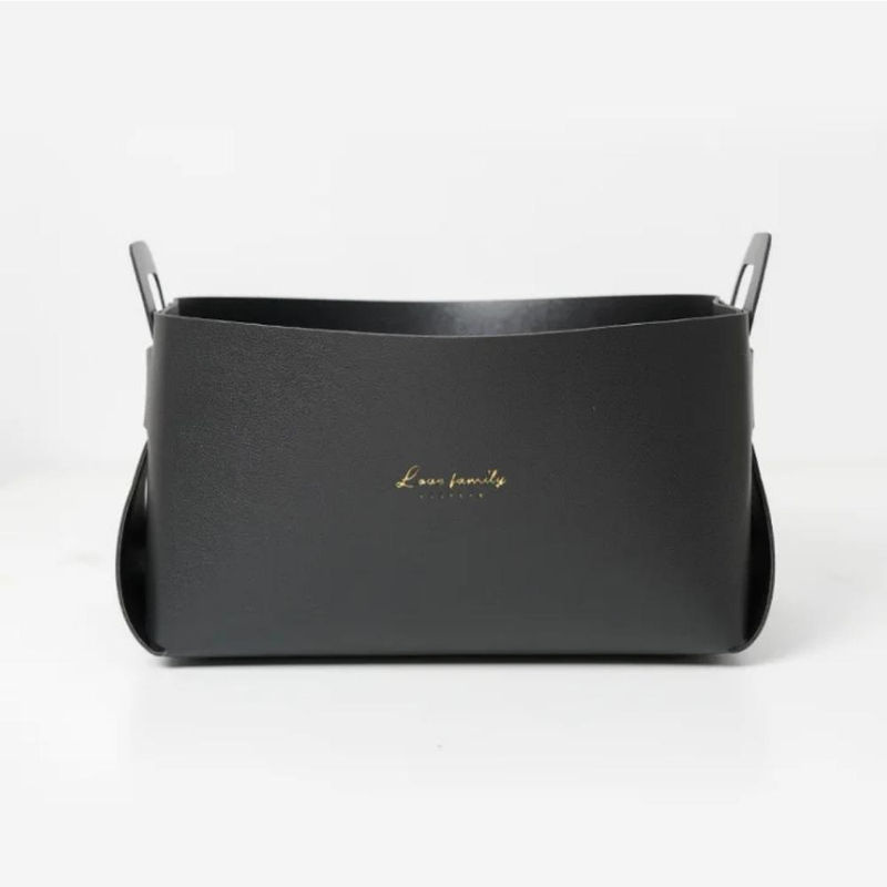 Love Home Garden Faltbare Aufbewahrungsbox aus PU-Leder in Schwarz, geometrisches Design für Schreibtisch und Wohnzimmer, B/T/H: 24,0 x 14,0 x 13,0 cm - Bild 6