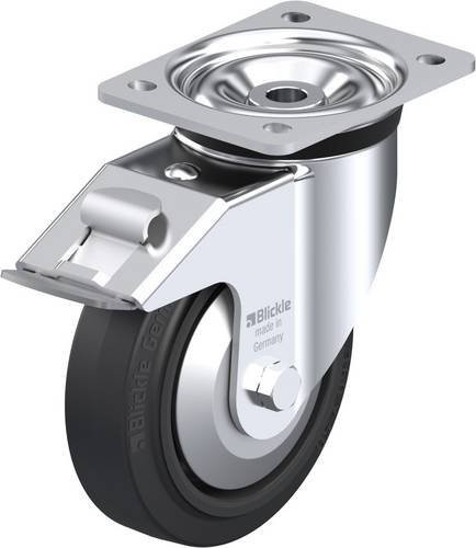 Blickle Lenkrolle LK-POEV 160KA-FI-FA mit Feststeller in Schwarz und Silber, Rad-Durchmesser: 160 mm, Tragfähigkeit: 400 kg - Bild 1