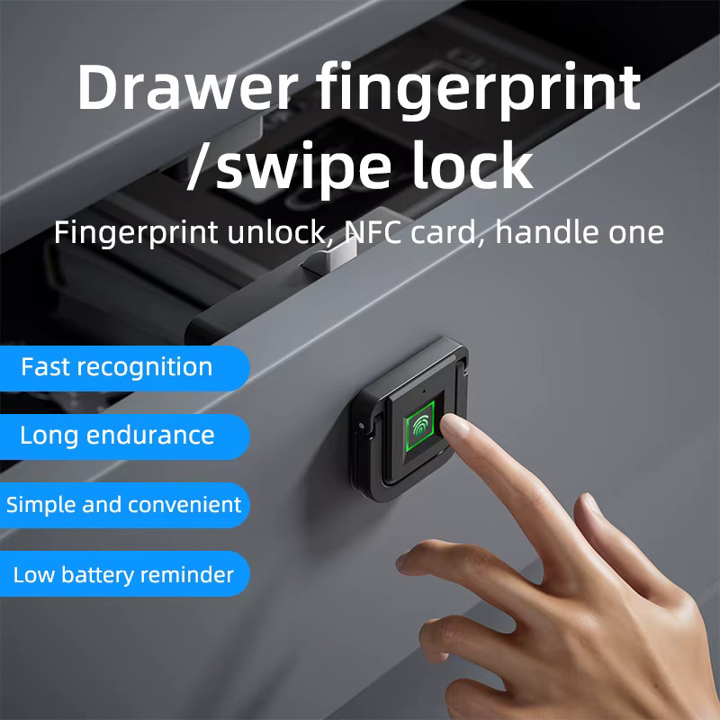 BADODOSECURITY Elektrisches Fingerabdruck-Schloss für Schränke und Schubladen in Schwarz mit 20 Benutzerprofilen - Bild 4