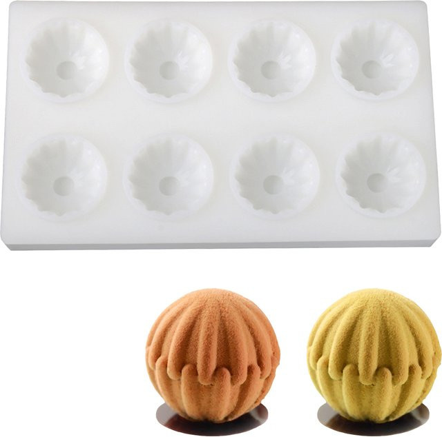 Meibum Silikonform für Mousse und Kuchen in Kastanienform mit 8 runden Mulden, Weiß - Bild 1