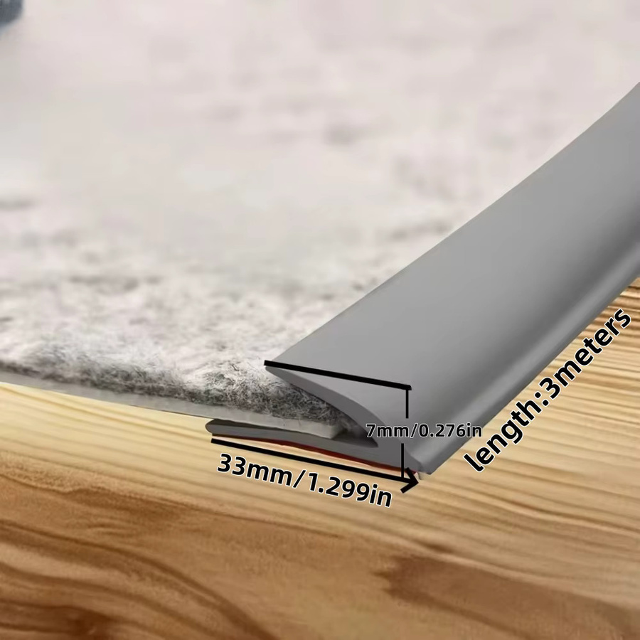 Selbstklebende PVC Teppichkantenleiste als flexibler Teppichkantenschutz und Bodenübergangsleiste in Grau, Länge: 3 m - Bild 2