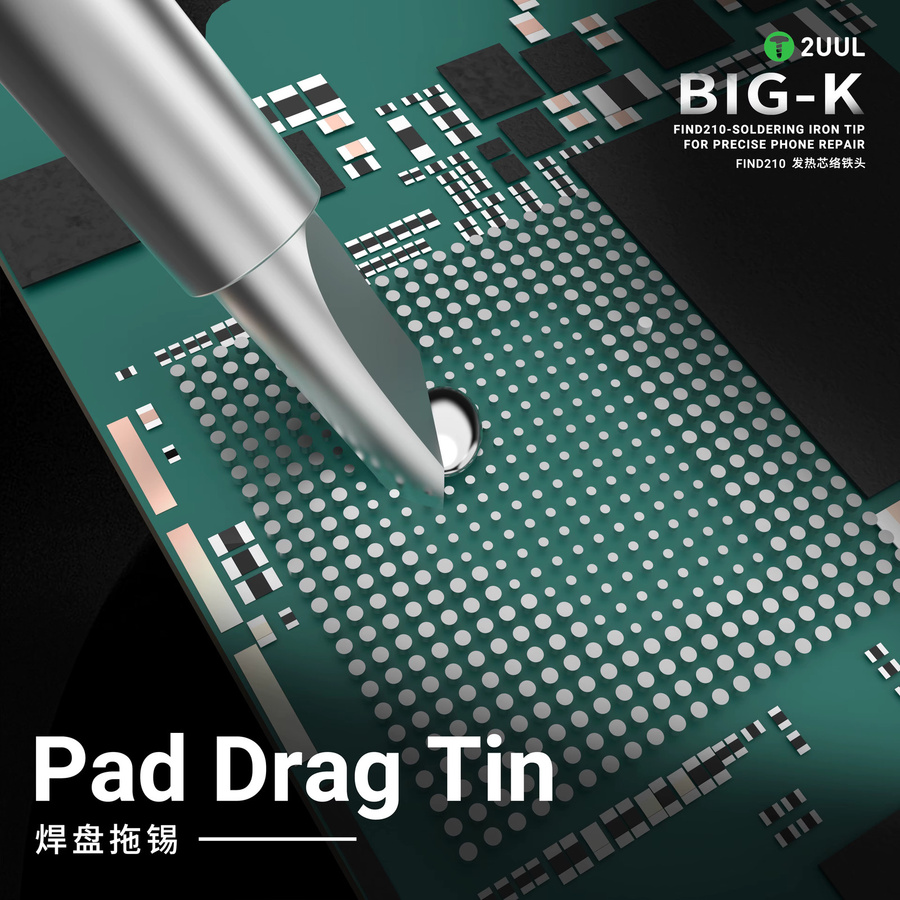 2UUL FIND210 BIG-K Heizkern Lötkolbenspitze für Handy Motherboard PCB CPU IC Reparatur in Silber - Bild 3