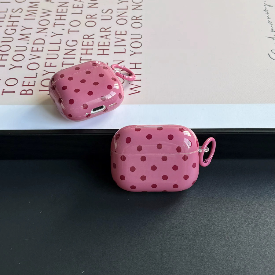 Glänzende Kopfhörerhülle für Apple AirPods 1 2 3 4 Pro Pro2 Pro3 in Pink mit Punkten - Bild 5