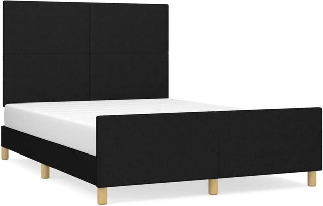 vidaXL Bettgestell mit Kopfteil in Schwarz aus Stoff und Holz, B/T/H: 140 x 190 x 146 cm - Bild 1
