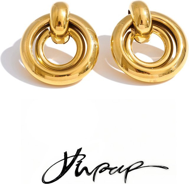 Yhpup Ohrstecker Edelstahl, Gold, Unisex - Bild 1