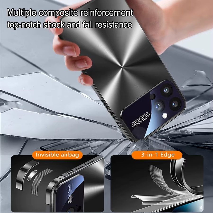 Luxuriöse Silikon-Schutzhülle mit Metall-Rückplatte und Aurora-Textur für Apple iPhone 15 14 Plus 13 Pro Max 12 11 in Schwarz und Multicolour - Bild 2