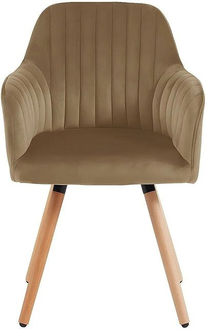 Vente-unique Stuhl Eleana mit Armlehnen in Beige aus Metall, Höhe: 56 cm - Bild 1