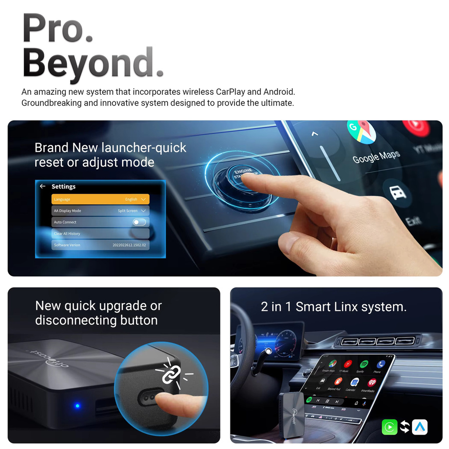 OTTOCAST U2 X PRO Wireless CarPlay und Android Auto Adapter 2 in 1 Smart Box in Schwarz für Toyota und KIA - Bild 3